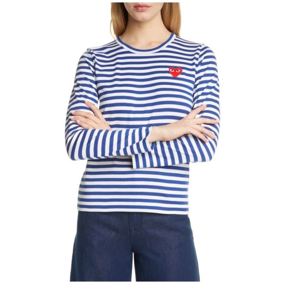 Comme des Garcons PLAY Tops - ❗️FINAL❗️ EUC Comme Des Garçons PLAY Striped Heart Top